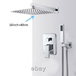 LED 16 Bath Rainfall Shower Mixer Tap Set WithHandshower Bathtub System Chrome UK