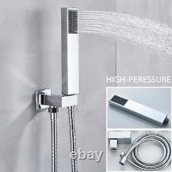 LED 16 Bath Rainfall Shower Mixer Tap Set WithHandshower Bathtub System Chrome UK