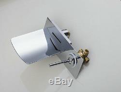 LED Bathroom Wall Mount Basin Sink Bathtub Mixer Tap Faucet Waterfall Spout Tap