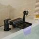 Led Colors Oil Rubbed Bronze Waterfall Bathtub Faucet Withhand Shower Mixer Tap
