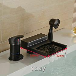LED Colors Oil Rubbed Bronze Waterfall Bathtub Faucet WithHand Shower Mixer Tap