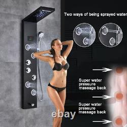 LED Shower Panel Tower Rain&Waterfall Massage Body System Tub Stainless Steel