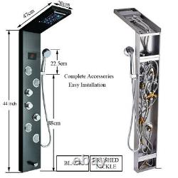 LED Shower Panel Tower Rain&Waterfall Massage Body System Tub Stainless Steel