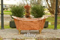 Large 67 Double Slipper Freestanding Natural Copper Clawfoot Bathtub