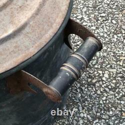 Large Antique Vintage Primitive Copper Boiler Wash Tub Wood Handles with Lid