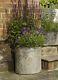 Large Round Vintage Grey Galvanised Metal Garden Flower Tub Pot Planters Decor