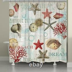 Laural Home Dream Beach Fabric Shells Shower Curtain 71W x 72L