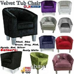 Luxury Crushed Velvet Fabric Tub Chair Armchair Home Cafe Lounge Bedroom Sofa UK