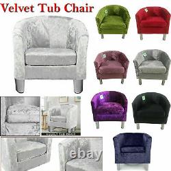 Luxury Crushed Velvet Fabric Tub Chair Armchair Home Cafe Lounge Bedroom Sofa UK