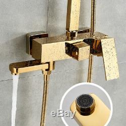 Luxury Gold Brass Bathroom Shower Set Mixer Tap Wall Mounted 360° Bathtub Spray