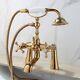 Luxury Gold Deck Mounted Clawfoot Bath Tub Faucet With Hand Shower Mixer Tap