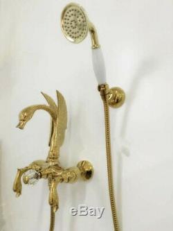 Luxury Gold wall mounted swan Bath Tub shower Filler Faucet Hand shower New