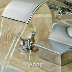 Luxury Waterfall Bathroom Basin Taps Bath Tub Filler Tap 2 Handle 3 Holes Faucet