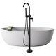 Matt Black High Rise Round Spout Bath Mixer Tap Floor Mounted Shower Tub Faucet