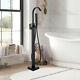 Matte Black Freestanding Bathroom Mixer Tap Hand Shower Floor Mounted Tub Faucet