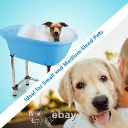 MiMu Raised Dog Bathtub in Blue Medium Pet Grooming Tub Elevated Dog Bath Tub