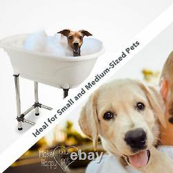 MiMu Raised Dog Bathtub in White Medium Pet Grooming Tub Elevated Dog Bath Tub
