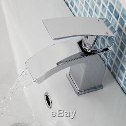 Modern Bathroom Mono Basin Sink Mixer Bath Mixer Filler Tap Set Lever Chrome