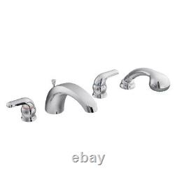 Moen 86998 Adler 2 Handle Chrome Roman Bath Tub Faucet With Hand Held Shower Spray