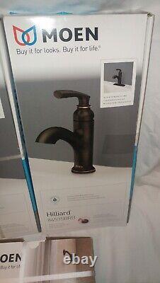 Moen Hilliard Sink Faucets (2) & Shower/Tub Faucet Set Mediterranean Bronze