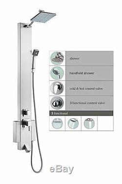 Multi Function Stainless Steel Shower Head Panel Tower Tub Spout Massage Jets