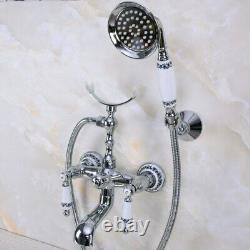 NEW Chrome Brass Bathroom Claw foot Tub Faucet / Filler With Hand Shower ena242