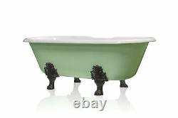 NEW Edwardian ColorBlock 72 Green Matte Black Double Cast Iron Clawfoot Bathtub