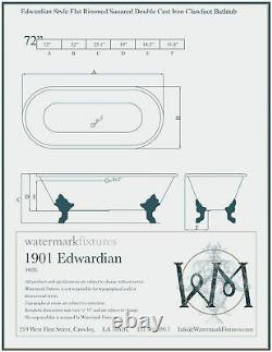 NEW Edwardian ColorBlock 72 White Matte Black Double Cast Iron Clawfoot Bathtub