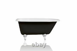 New 54 Black Clawfoot Bathtub Cast Iron Original Porcelain White Feet Tub Pkg