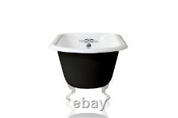 New 54 Black Clawfoot Bathtub Cast Iron Original Porcelain White Feet Tub Pkg