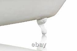 New 60 White Clawfoot Bathtub Cast Iron Original Porcelain White Feet Package