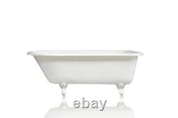 New Antique Inspired 66 White Clawfoot Bathtub Cast Iron Porcelain White Feet