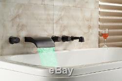 New LED Colors Oil Rubbed Bronze Waterfall Bath tub Faucet Wall Mount Mixer Tap