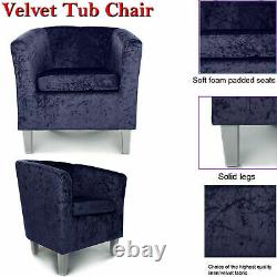 New Velvet Fabric Tub Chair Occasional Chairs Fireside Armchair Lounge Sofa Seat