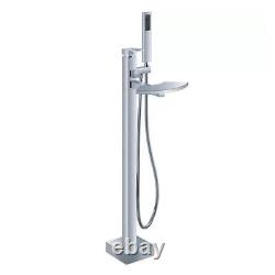New Waterfall Floor-standing Shower Faucet Cylinder Side Full Copper Bath Tub
