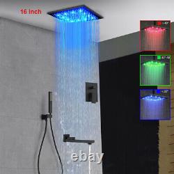 ORB 16 Rainfall LED Bath Shower Head Faucet Set Hand Spray Tub Spout Mixer Tap