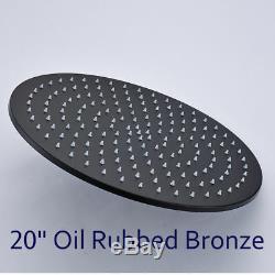 Oil Rubbed Bronze 20 LED Head Bath Shower Faucet Set Hand Spray Tub Spout Mixer