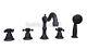 Oil Rubbed Bronze 5 Hole Bathroom Roman Tub Bath Faucet With Handshower Ftf062