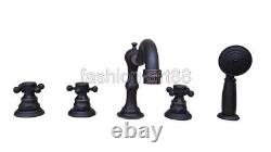 Oil Rubbed Bronze 5 Hole Bathroom Roman Tub Bath Faucet with Handshower ftf062