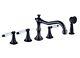 Oil Rubbed Bronze 5 Hole Deck Mount Bathroom Roman Tub Faucet With Hand Shower Set