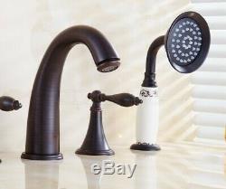 Oil Rubbed Bronze 5 Hole Roman Tub Bathtub Faucet with Hand Shower Spray Ztf055