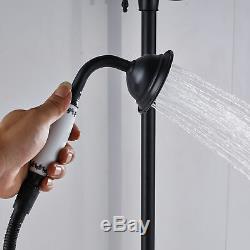Oil Rubbed Bronze Bath Rain Shower Faucet Set Tub Mixer Tap with Hand Sprayer