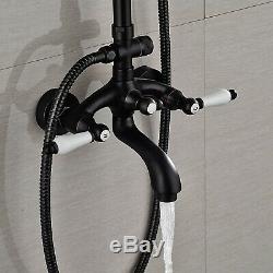 Oil Rubbed Bronze Bath Rain Shower Faucet Set Tub Spout Mixer Tap Hand Sprayer