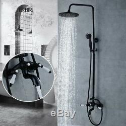 Oil Rubbed Bronze Bath Shower Faucet Set 8 inch Rain Shower Head Spray Tub Tap