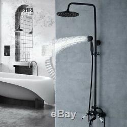 Oil Rubbed Bronze Bath Shower Faucet Set 8 inch Rain Shower Head Spray Tub Tap