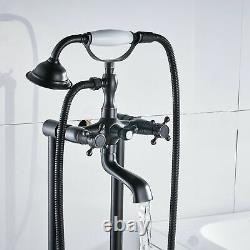 Oil Rubbed Bronze Bathtub Faucet Floor Mounted Free Standing Tub Filler WithSpray