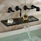 Oil Rubbed Bronze Brass Bathtub Faucet Wall Mount Mixer Tap Waterfall Shelf Tap