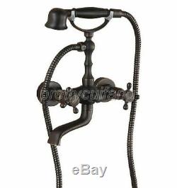 Oil Rubbed Bronze Clawfoot Bath Tub Faucet Tap With Handheld Spray Shower Prs018