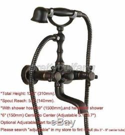 Oil Rubbed Bronze Clawfoot Bath Tub Faucet Tap With Handheld Spray Shower Prs018