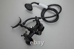 Oil Rubbed Bronze Clawfoot Bath Tub Faucet with Hand Shower Mixer Tap Wall Mount